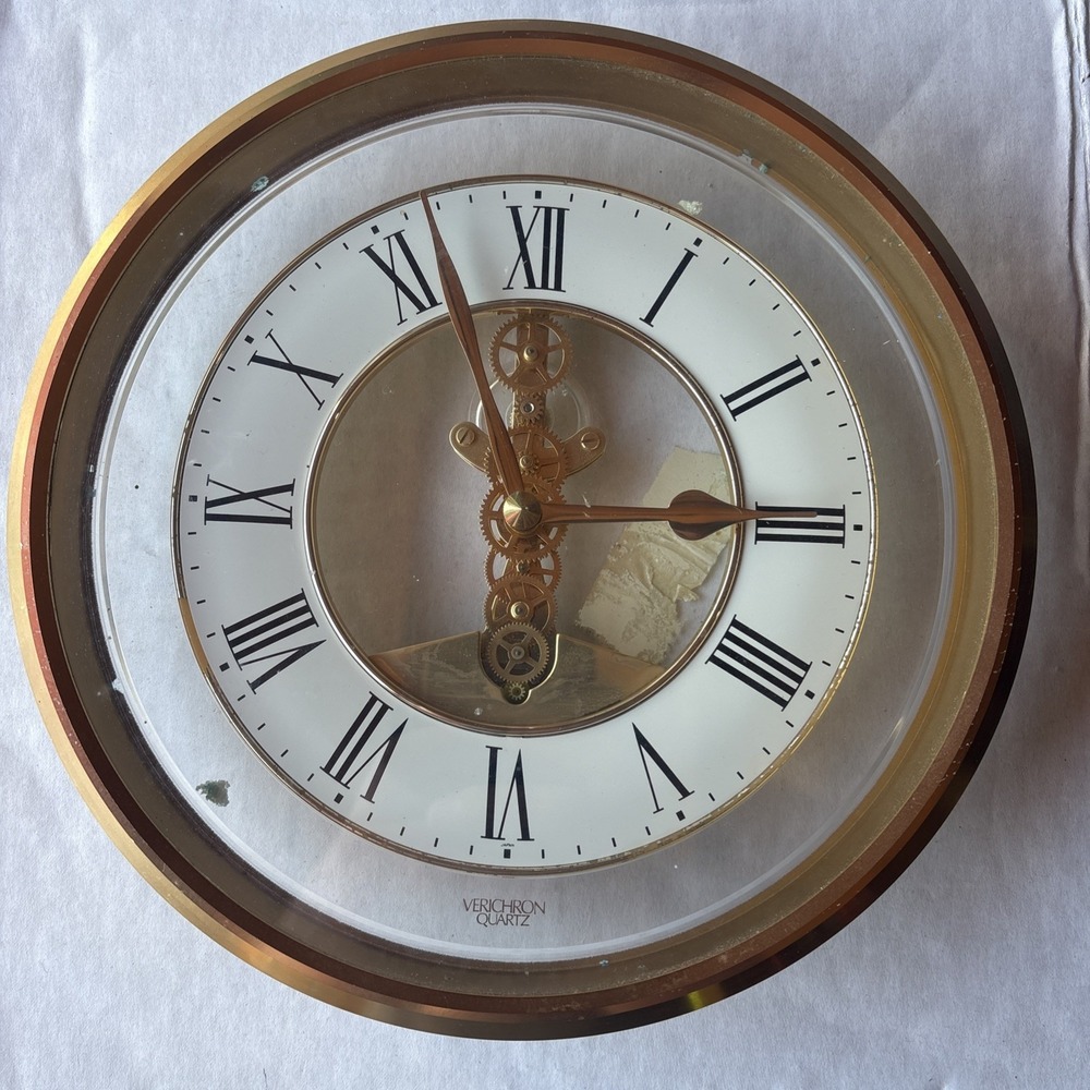Verichron Skeletonized Roman Dial Wall Clock 9" Round Harris & Mallow Quartz